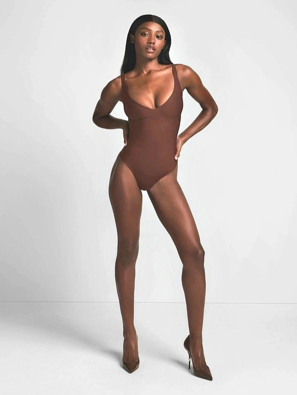 SKIMS Seamless Sculpt Thong Bodysuit Brown